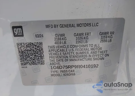 2024 Cadillac Ct4-V V-Series Blackwing z USA, uszkodzony, nr VIN 1G6D75RP9R0410192